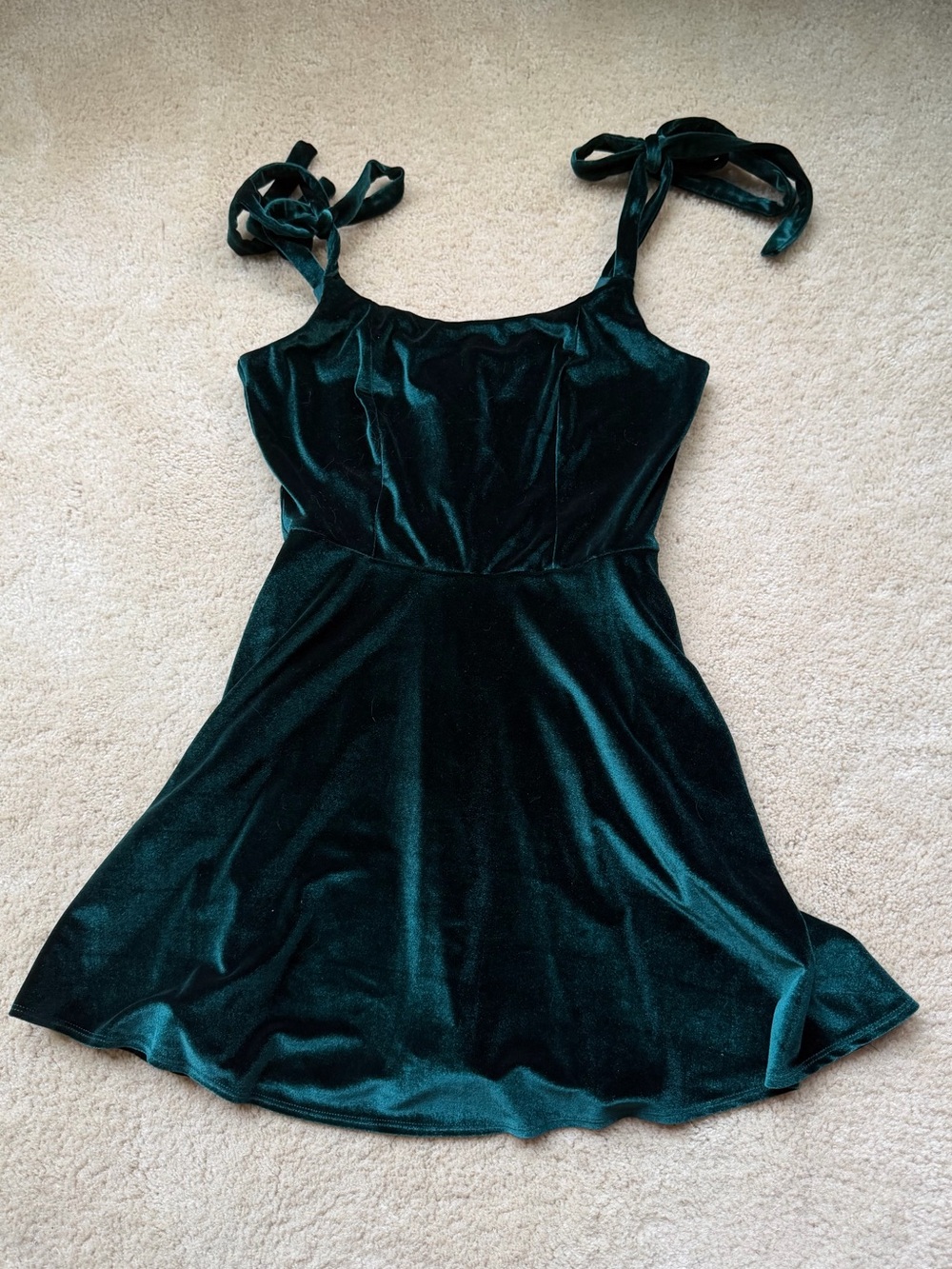 Trixxi Women’s Dark Green Velveteen Fit & Flare Sleeveless Dress - Size M - VGUC